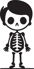 Dynamic Skeleton Mascot Cute Vector Whimsical Skeletal Friend Black Design