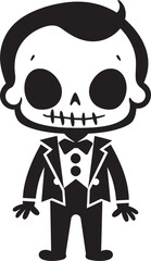 Whimsical Bone Mascot Full Body Vector Friendly Skeleton Pose Cute Design