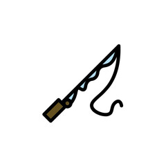 Fishing Rod Pole Filled Outline Icon