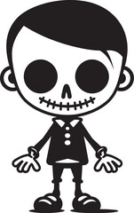 Animated Skeletal Companion Full Body Icon Charming Bone Arrangement Cute Vector Icon