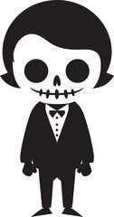 Chirpy Skeletal Charm Black Vector Adorable Skeleton Formation Cute Icon