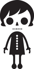 Whimsical Skeletal Charm Vector Icon Design Adorable Bony Companion Black Logo Icon