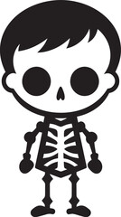 Adorable Bony Companion Full Body Icon Playful Skeleton Charm Black Vector