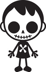 Radiant Skeleton Embrace Cute Icon Playful Skeletal Design Black Logo