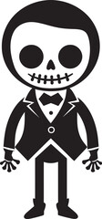 Quirky Skeletal Companion Full Body Friendly Bone Design Cute Black Icon