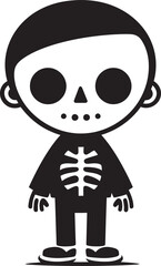 Lovable Skeleton Presence Black Icon Quirky Skeletal Companion Full Body