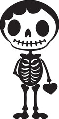 Funky Bone Mascot Cute Vector Design Friendly Skeleton Buddy Black Logo Design
