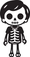 Cute Skeletal Ensemble Full Body Vector Cheerful Bone Formation Cute Vector Icon