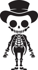 Endearing Bone Arrangement Cute Vector Smiling Skeletal Mascot Black Logo Icon
