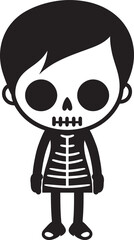 Lovable Skeletal Charm Black Logo Icon Animated Bone Structure Full Body Design