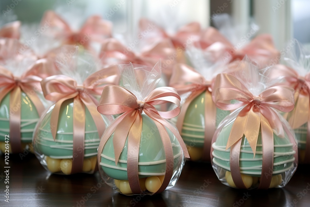 Aufkleber festive display of easter eggs in bright colors, featuring playful patterns such as polka dots and s