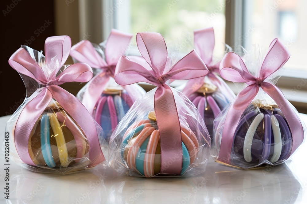 Poster festive display of easter eggs in bright colors, featuring playful patterns such as polka dots and s