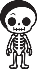 Charming Bone Structure Full Body Icon Friendly Skeleton Buddy Cute Vector Design