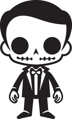 Delightful Skeletal Pose Black Logo Design Charming Bone Structure Full Body Icon