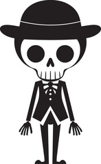 Energetic Bone Arrangement Cute Vector Smiling Skeletal Mascot Black Logo