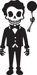 Cartoonish Bone Arrangement Black Logo Cute Skeletal Character Full Body Icon