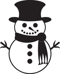 Adorable Snowman Embrace Black Vector Cheerful Frosty Flurry Cute Logo