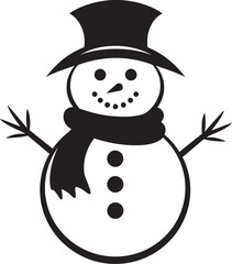 Snowy Whimsical Fun Black Icon Frosty Snowman Glee Cute Vector Icon