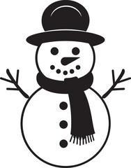 Frosty Snowman Glee Cute Vector Icon Snowflake Smiles Black Logo Design