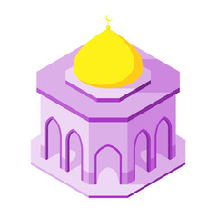 simple mosque isometric design, for islamic design