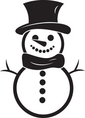 Charming Snowman Joy Cute Logo Adorable Snowy Embrace Black Vector