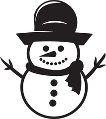 Chirpy Snowman Joy Cute Logo Icon Fluffy Snowy Fun Black Vector Design