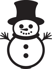 Playful Snowy Wonder Cute Vector Icon Charming Snowman Delight Black Logo