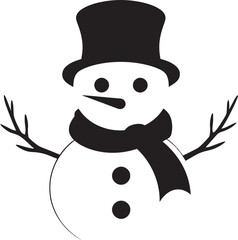 Cheerful Frosty Charm Black Vector Snowy Whimsical Fun Cute Snowman Icon