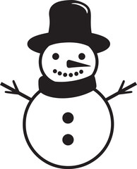Snowy Whimsy Black Snowman Icon Frosty Flakes of Joy Cute Icon Design
