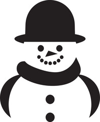 Playful Snowy Serenity Cute Logo Charming Snowman Wonder Black Design