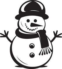 Playful Snowy Wonder Black Vector Charming Snowman Delight Cute Design