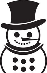 Adorable Snowy Embrace Cute Logo Icon Cheerful Frosty Fun Black Snowman