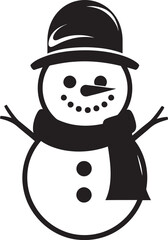 Playful Snowy Serenity Black Vector Icon Charming Snowman Wonder Cute Icon Design