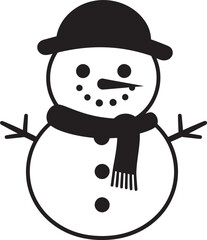 Cheerful Frosty Charm Cute Vector Design Snowy Whimsical Fun Black Snowman Icon
