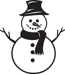 Adorable Snowy Whimsy Black Logo Cheerful Frosty Charm Cute Vector Design