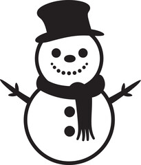 Playful Snowy Wonder Cute Snowman Icon Charming Snowman Delight Black Icon