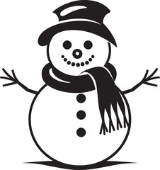 Snowy Whimsical Fun Black Snowman Icon Frosty Flakes of Joy Cute Logo Icon