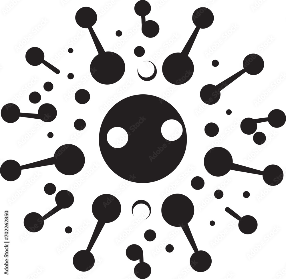 Wall mural whimsical viral embrace cute vector friendly microbe mate black logo icon - Wall murals