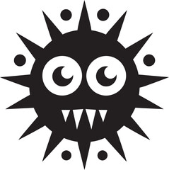 Chirpy Pathogen Charm Black Logo Whimsical Viral Embrace Cute Vector