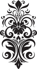 Detailed Flourish Black Ornament Emblem Stylish Elegance Decorative Icon Design