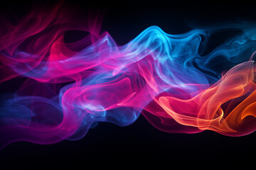 Abstract colourful smoke in motion. Smoke, Cloud of cold fog in black background. Light, white, fog, cloud, black background