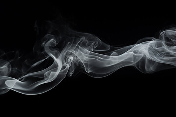 Abstract white smoke in motion. Smoke, Cloud of cold fog in black background. Light, white, fog, cloud, black background