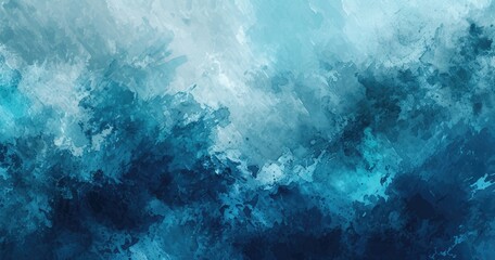 Abstract Oceanic Watercolor Shades - Artistic Blue Background - obrazy, fototapety, plakaty