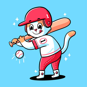 Cartoon baseball cat