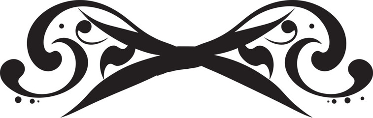 Detailed Ribbon Elegance Black Icon Design Stylish Ribbon Ornamentation Decorative Icon Emblem