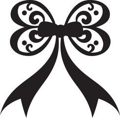 Refined Ribbon Sophistication Black Icon Emblem Timeless Ribbon Adornment Decorative Logo Icon