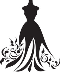 Chic Couture Designer Dress Icon Elegant Attire Womans Dress Vector