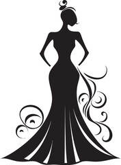 Timeless Grace Black Vector Dress Runway Excellence Iconic Dress Emblem