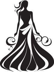 Runway Glam Womans Dress Emblem Stylish Elegance Black Dress Icon