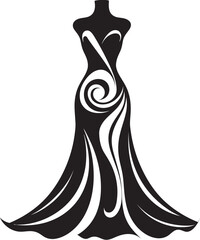 Modern Glamour Stylish Black Logo Dress Chic Couture Designers Dress Icon